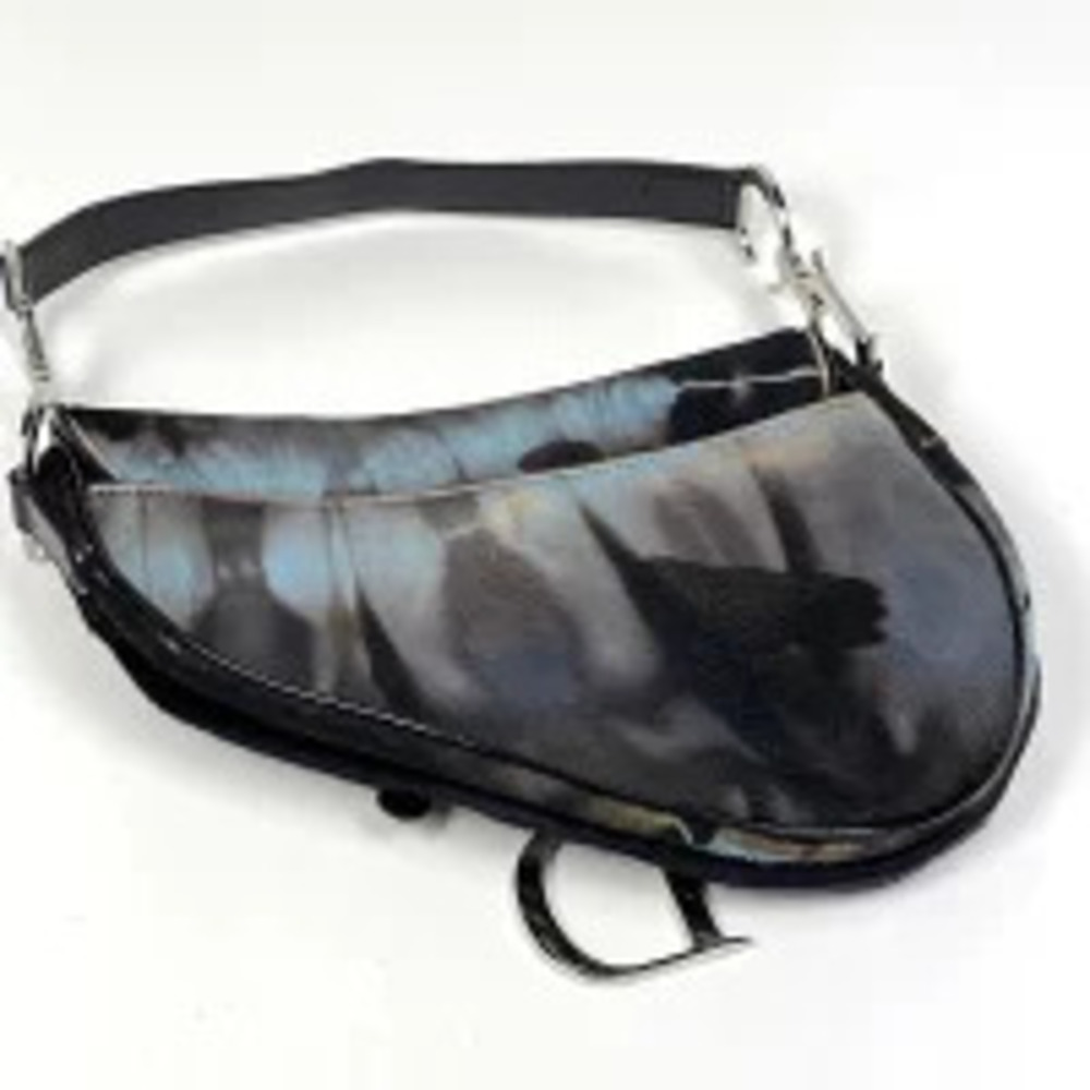 Dior Christian  Hobo Saddle Handbag Calfskin Black Bag